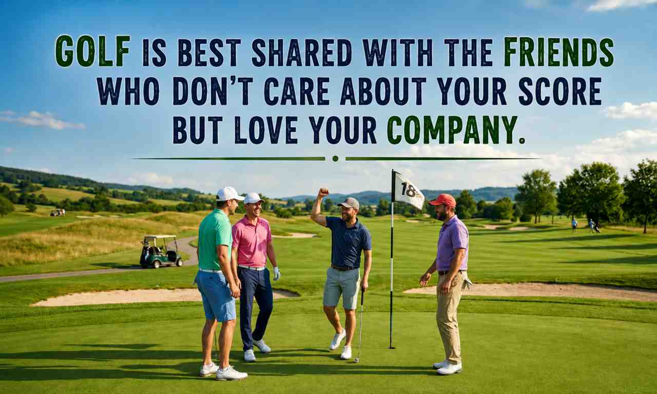 Golf Quotes for Friends showing golfers enjoying a fun round together on a scenic golf course.