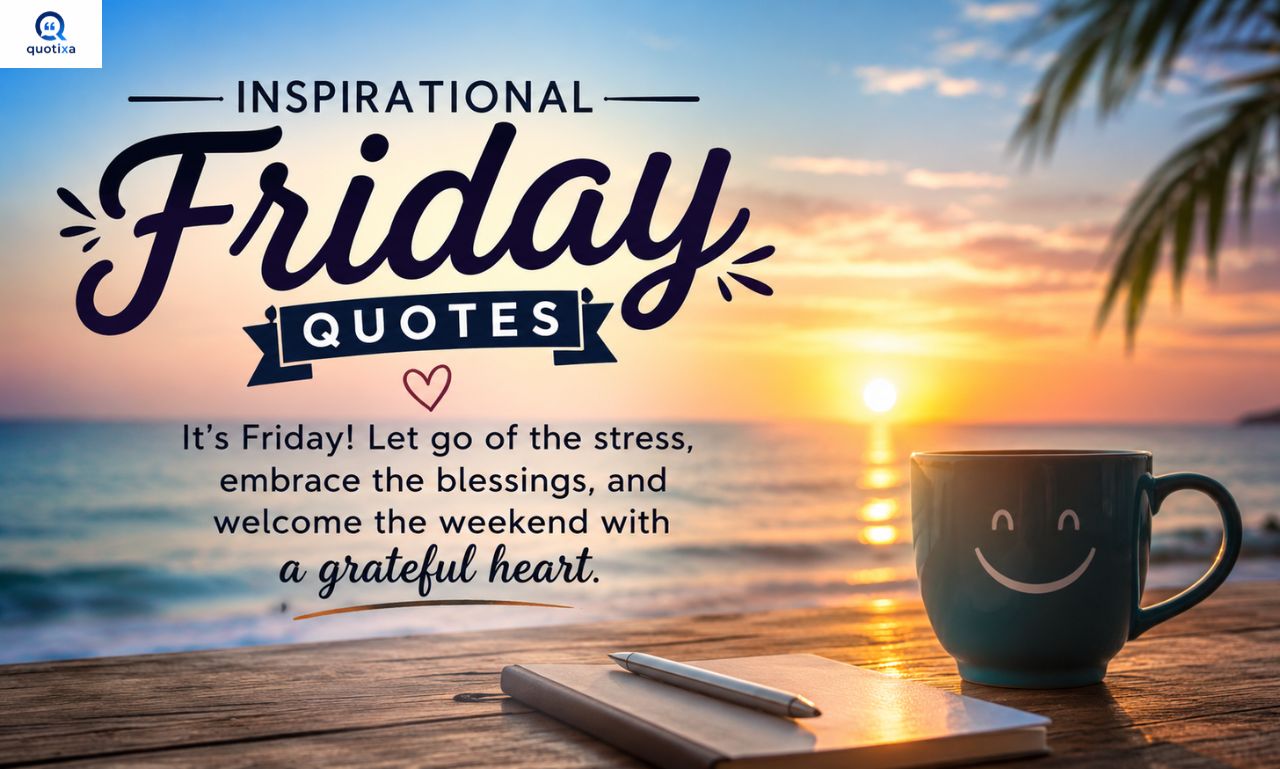 Inspirational Friday Quotes with a beautiful sunrise and positive message
