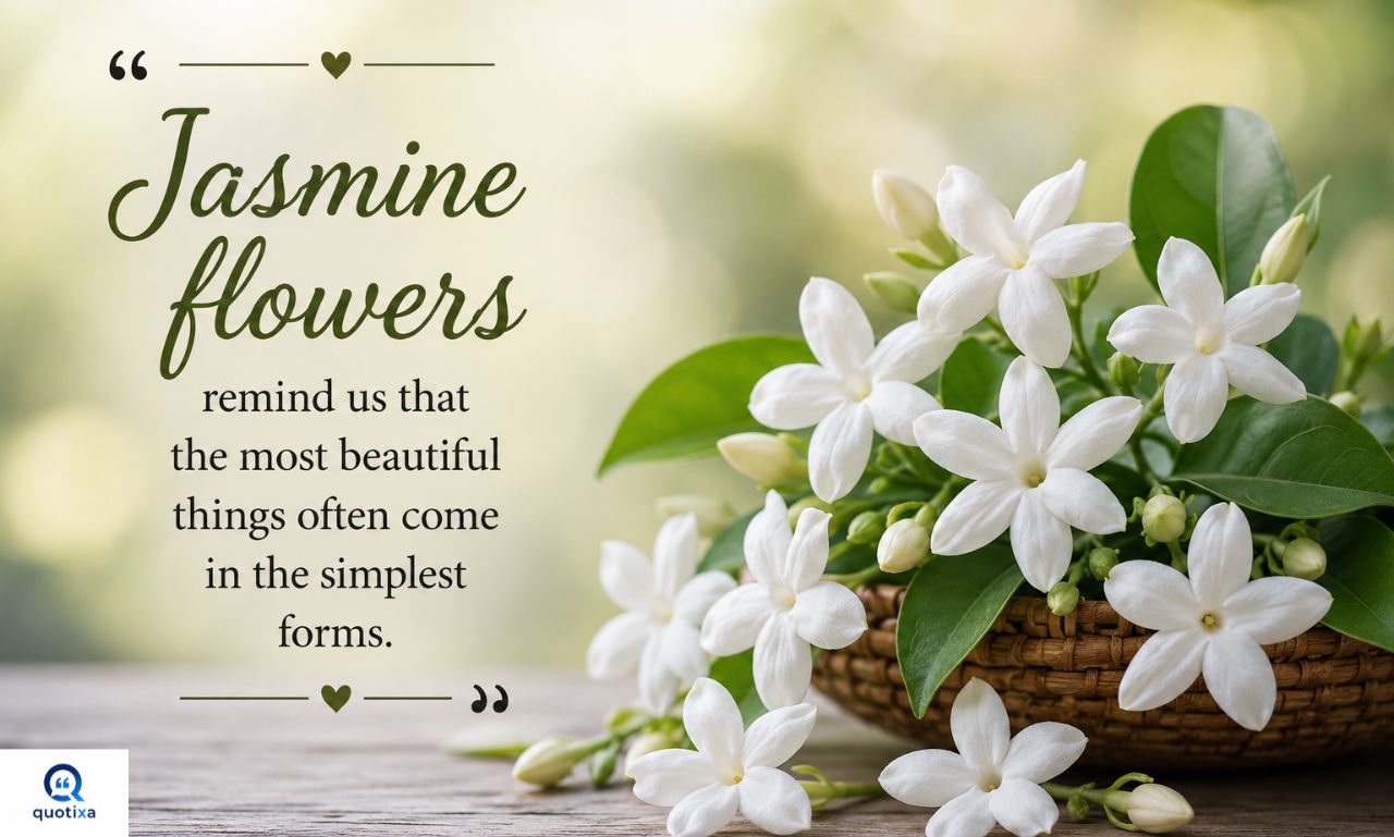Jasmine flower quotes featuring elegant white jasmine blossoms in full bloom.