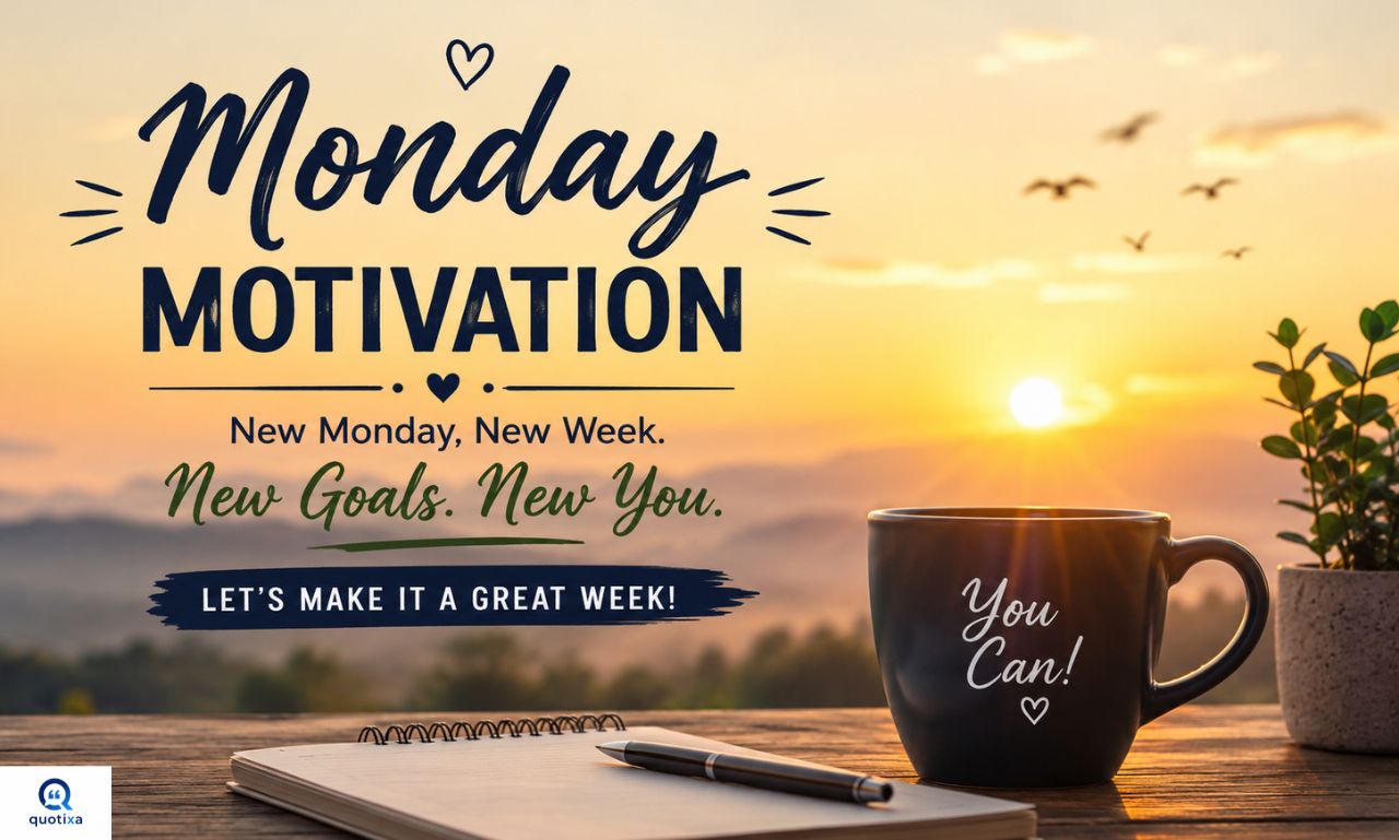 Monday Motivation Quotes with inspiring sunrise background