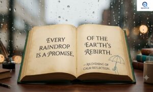 Rainy Quotes collection with a peaceful rainy landscape and motivational sayings for every mood.