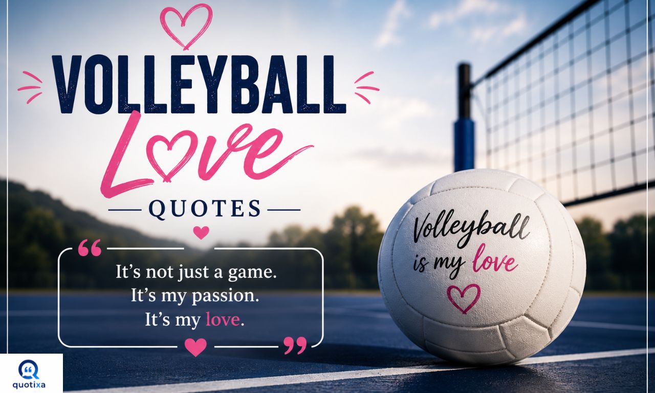 "Volleyball Love Quotes featuring players enjoying the game with inspiring sayings about passion, friendship, teamwork, and love for volleyball."