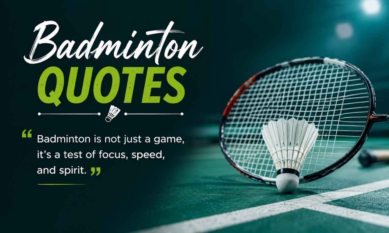 Badminton Quotes: Badminton player on the court with motivational badminton quotes