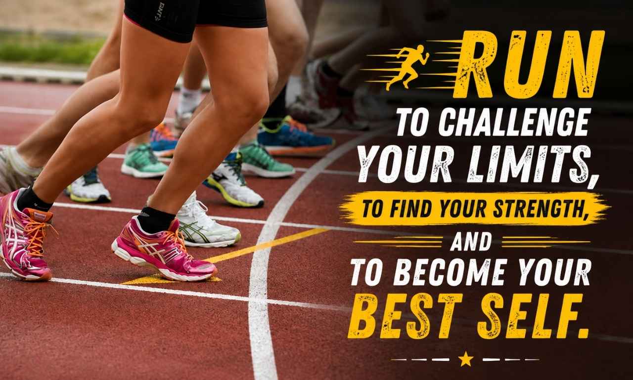 Inspirational Running Quotes featuring a determined runner during sunrise to encourage confidence, resilience, and daily motivation.