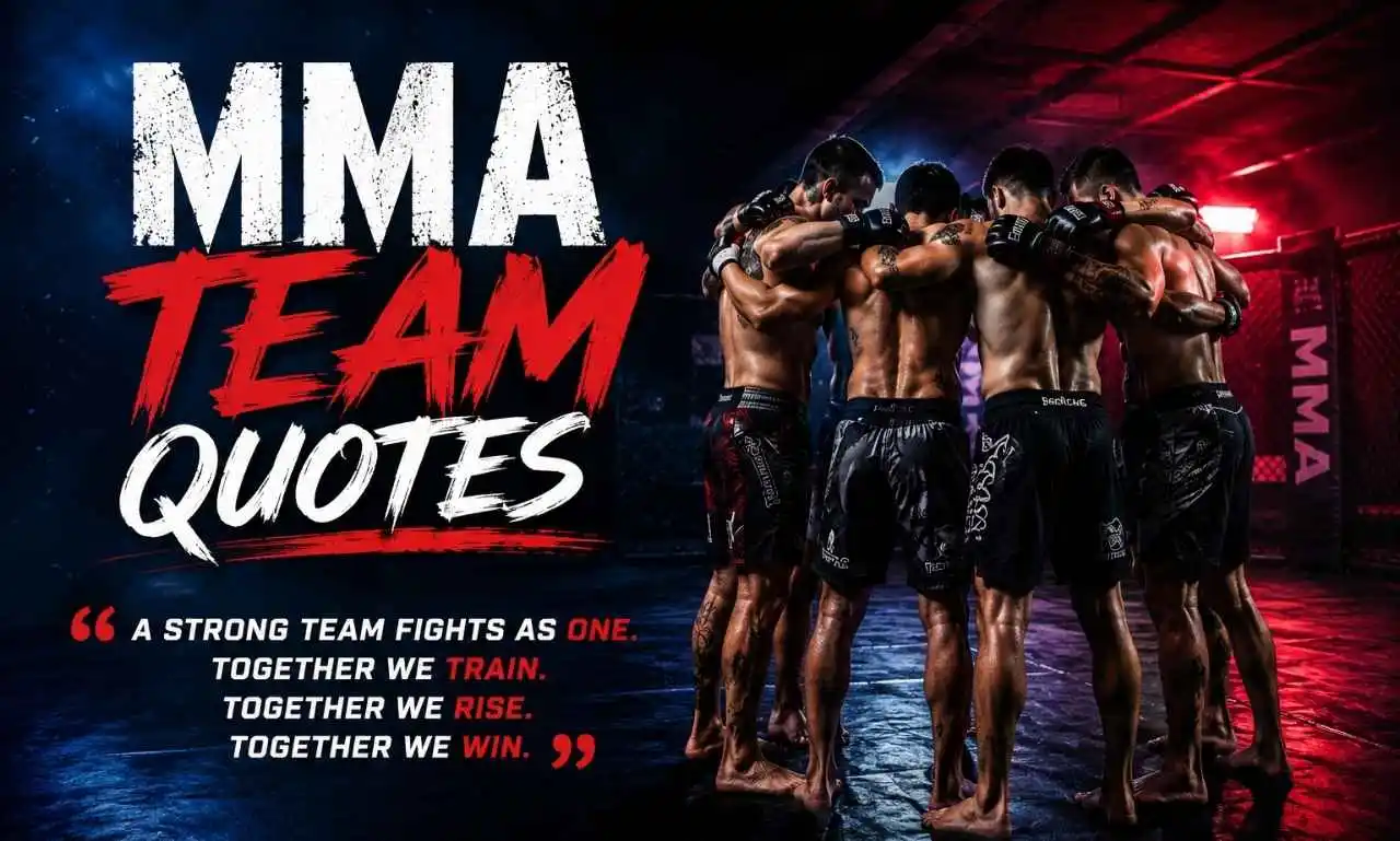 MMA Team Quotes – united mixed martial arts teammates training together, showing teamwork, trust, dedication, and the spirit of champions.