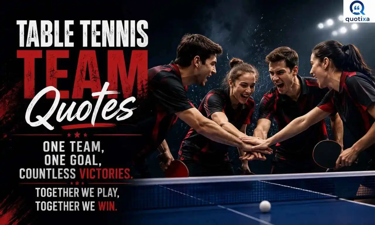 Table Tennis Team Quotes celebrating teamwork, unity, friendship, and success for every player